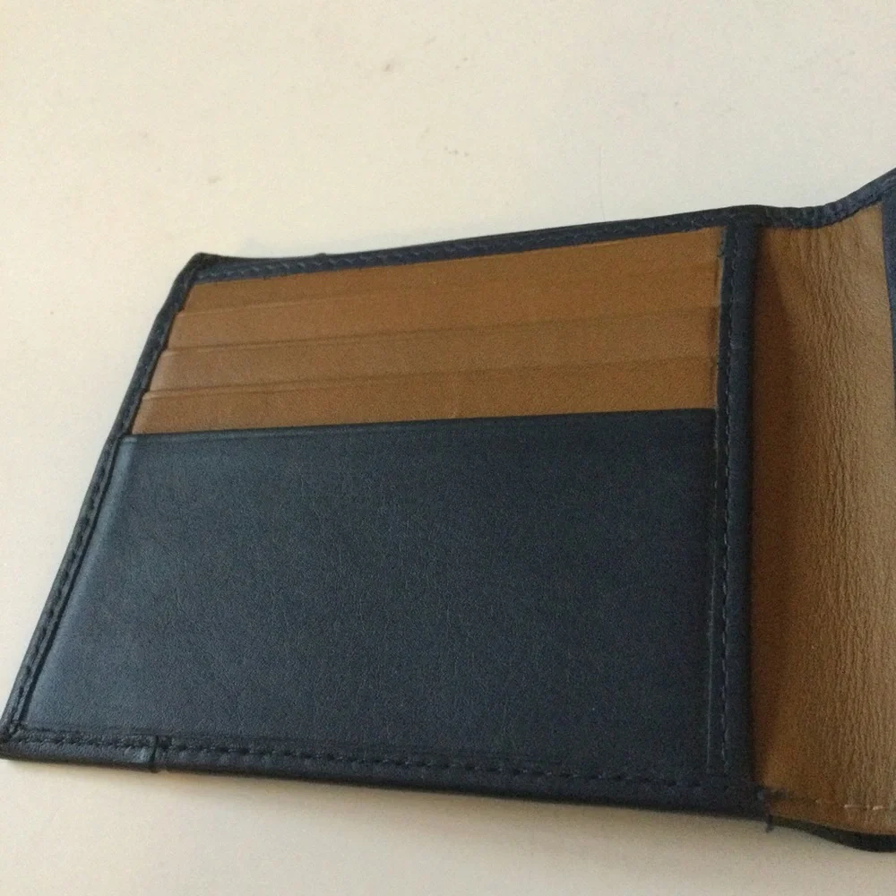 TED BAKER LONDON MENS LEATHER BIFOLD WALLET DEEP NAVY NWOT